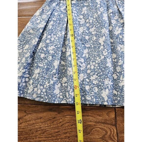 Gap Floral Pleated Fit And Flare Dress Pockets Size 8 Cottagecore Chambray Blue - Picture 2 of 13
